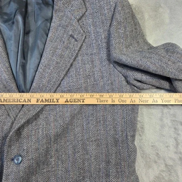 Vtg Kuppenheimer Mens Wool Herringbone Blazer Jacket Gray Blue Tan 48 Career